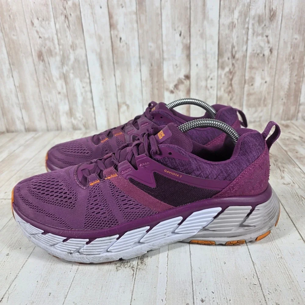 Hoka One One Gaviota 2 Womens Purple Orange Running Shoes 1099630 GJBM Size 11